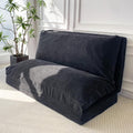 Black Corded Washable Bean Bag Bed Folding Sofa Bed Floor Mattress, 39x95 Inch P330124