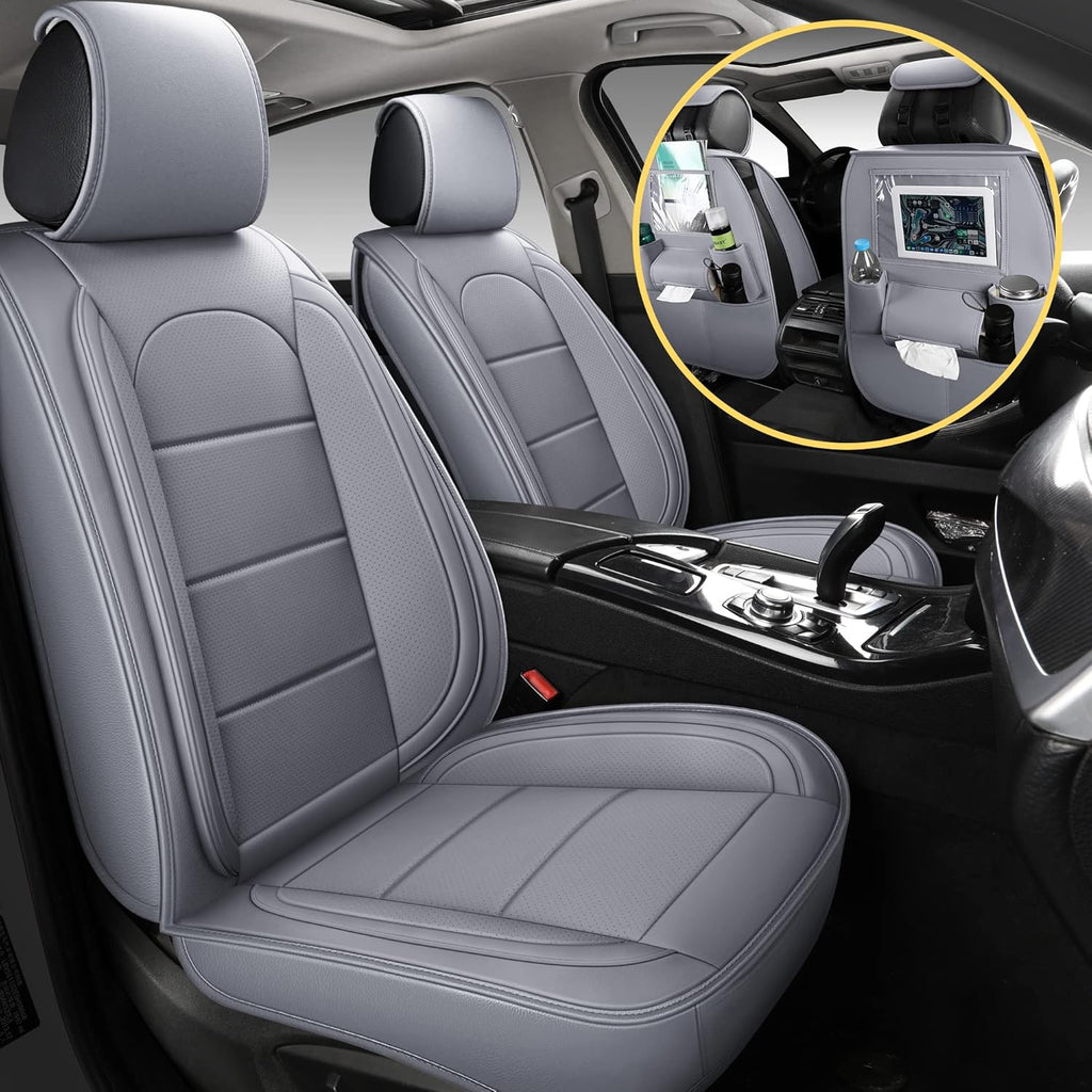 Beige Leather Car Seat Covers Front Pair N606461