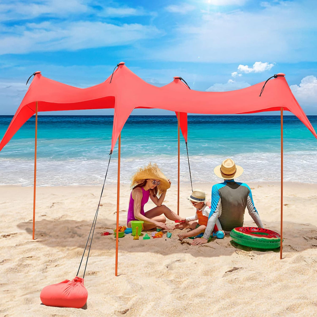 Orange Pop Up 8 Person UPF50+ Camping Sun Shelter with Carrying Bag K66322
