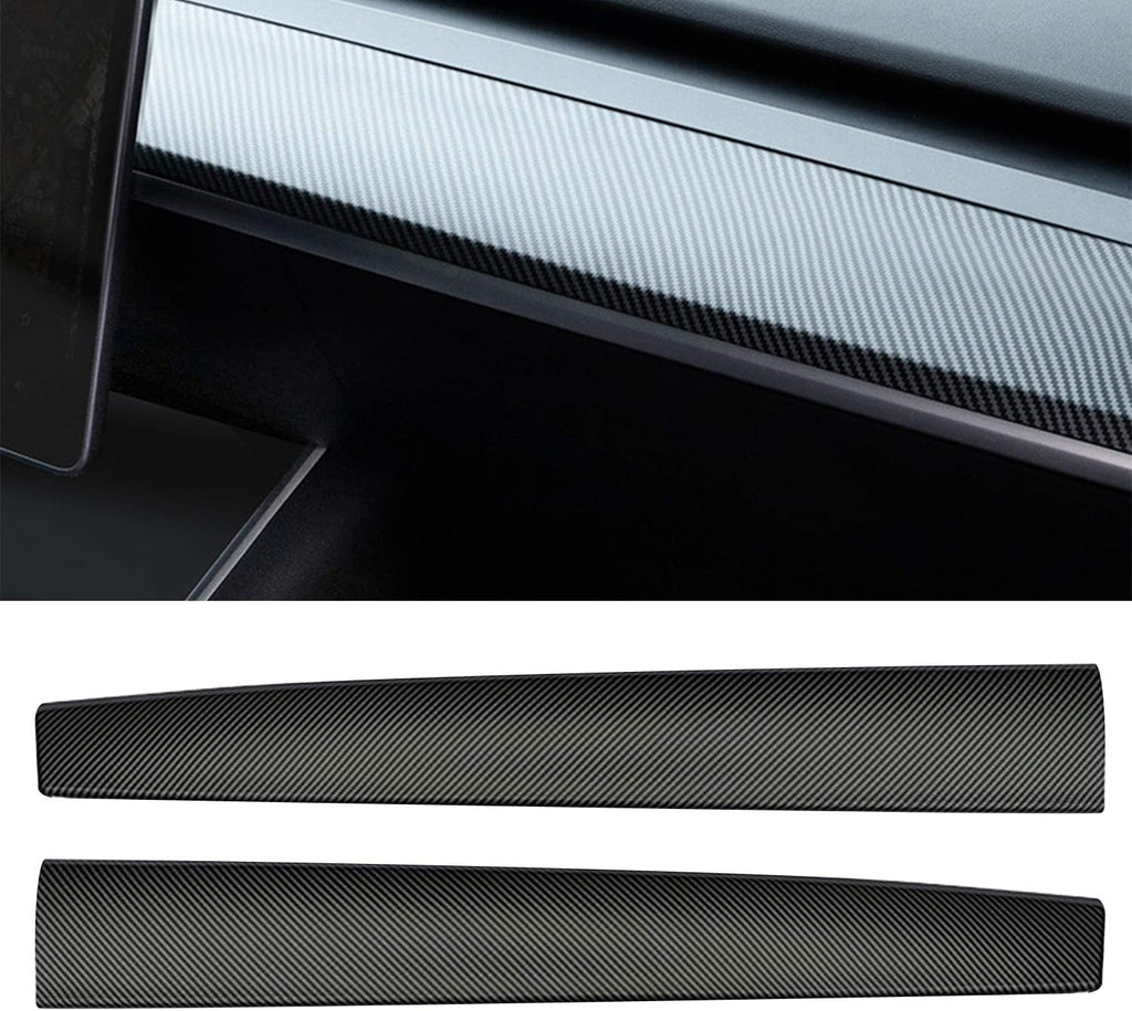 Matte Black ABS Dashboard Wrap Kit Cover Cap for Tesla Model 3 Model Y, Pack of 2 P95306
