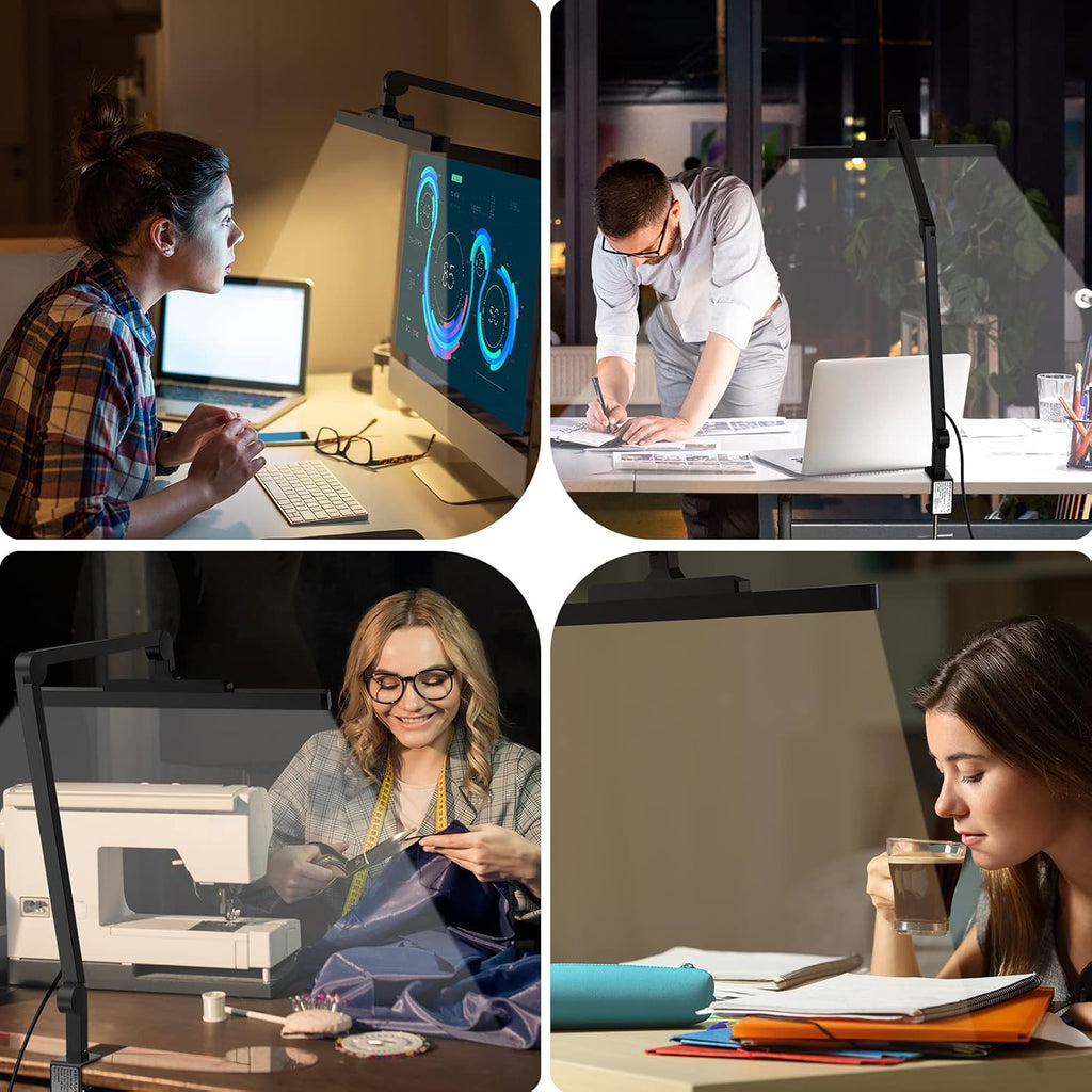 LED Desk Lamp with Clamp, Metal, Dimmable, 4 Color Modes V665049