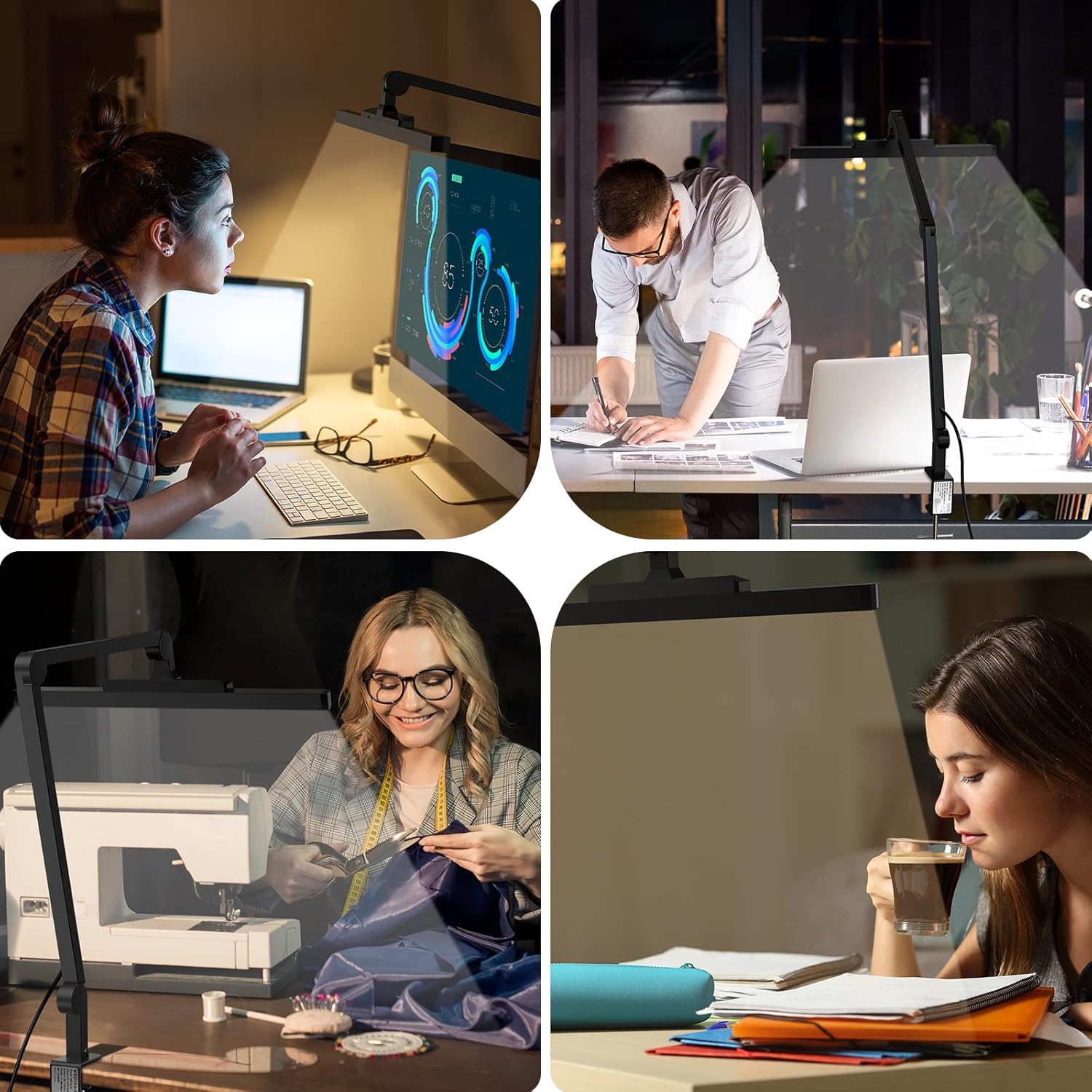 LED Desk Lamp with Clamp, Metal, Dimmable, 4 Color Modes V665049