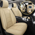 Beige Leather Car Seat Covers Front Pair N606461