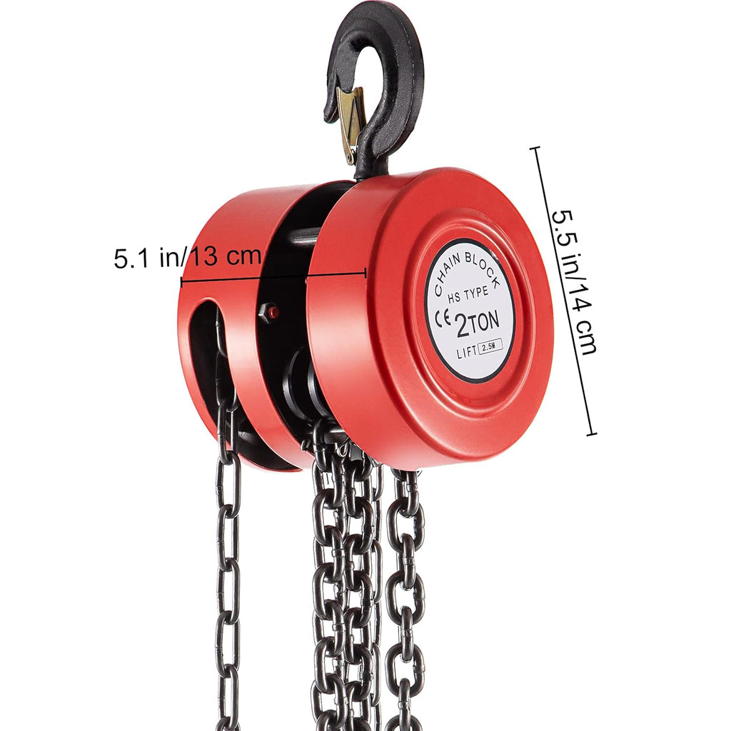 Red Pack of 2 Manual Chain Hoist, 4400 lbs Capacity, 8ft Lift Z526541