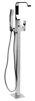 Polished Chrome Single Lever Floor Mounted Tub Filler Mixer with Hand Held Shower Head O33182