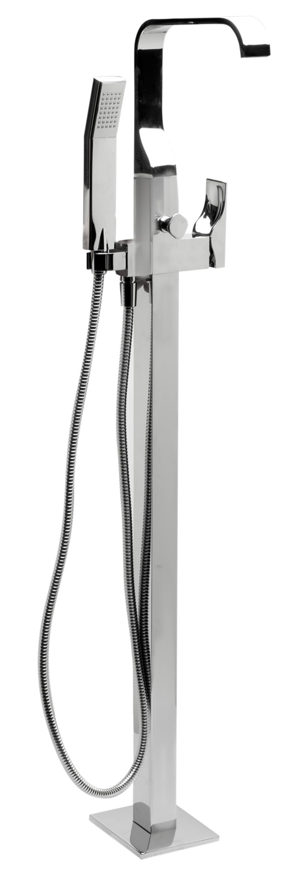 Polished Chrome Single Lever Floor Mounted Tub Filler Mixer with Hand Held Shower Head O33182