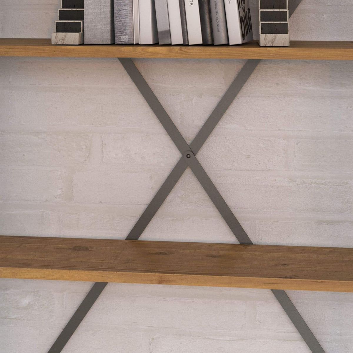 Vintage Golden Pine 5 Shelf Etagere Bookcase K73375