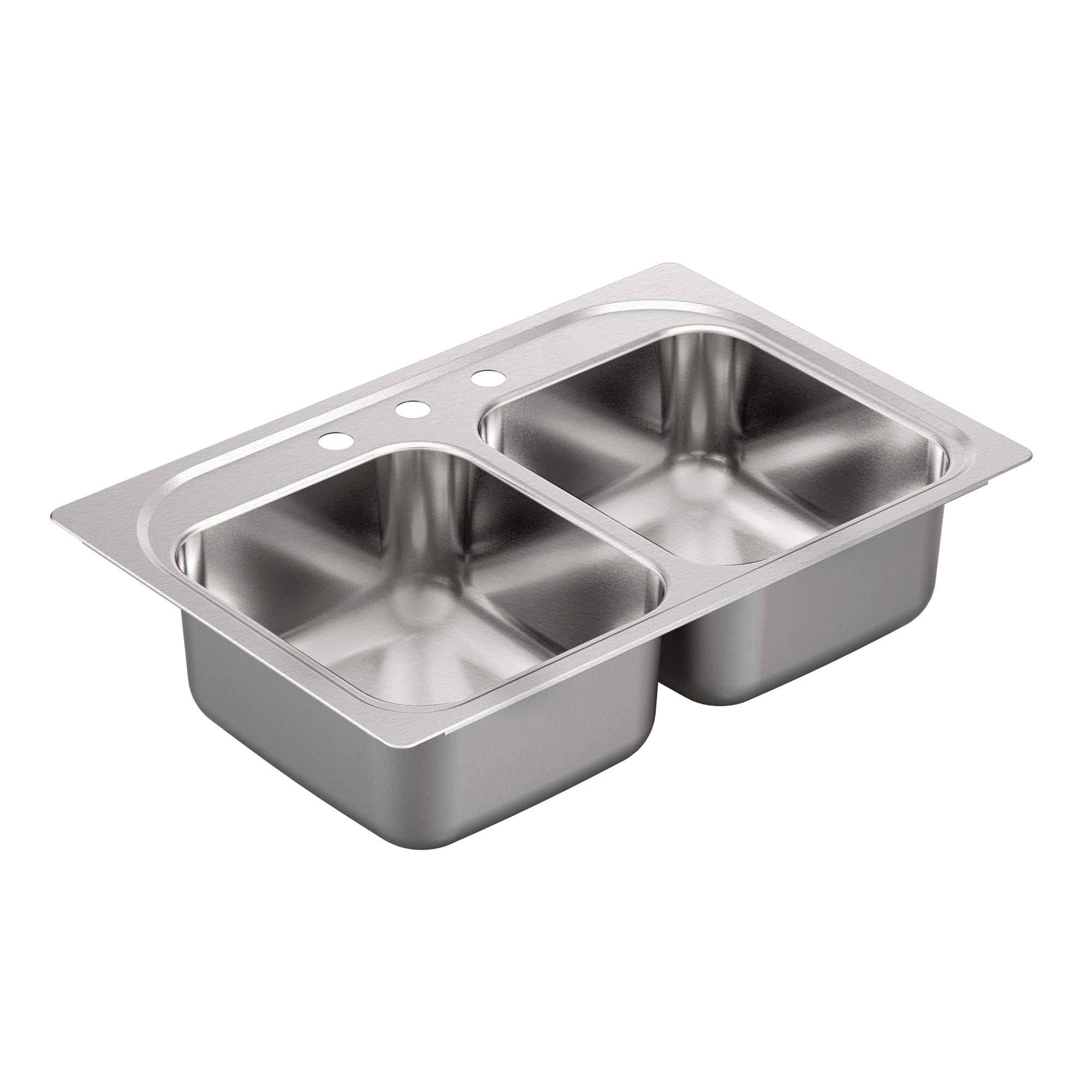 33x22 Drop in Double Basin Stainless Steel Kitchen Sink T3358