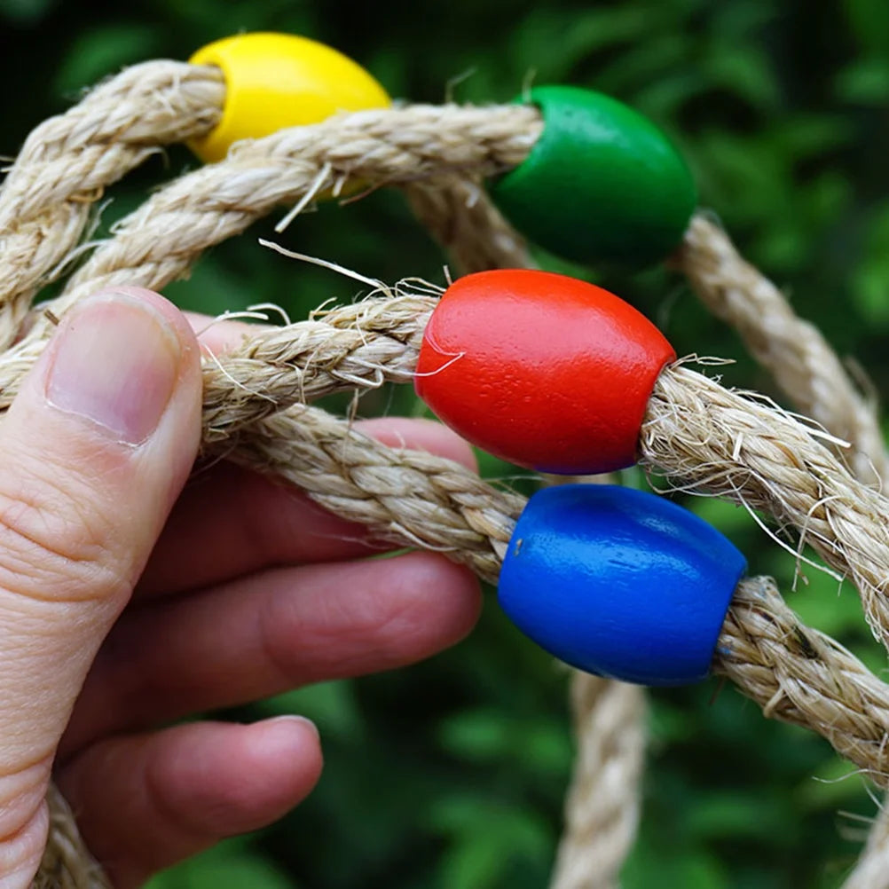 20 PCS Natural Rope Wooden Ring Toss Game Outdoor Playsets X811