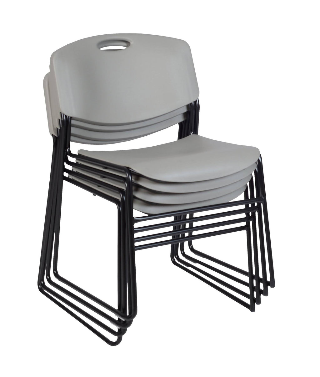 Beige Training Table and 2 Grey Stack Chairs L341