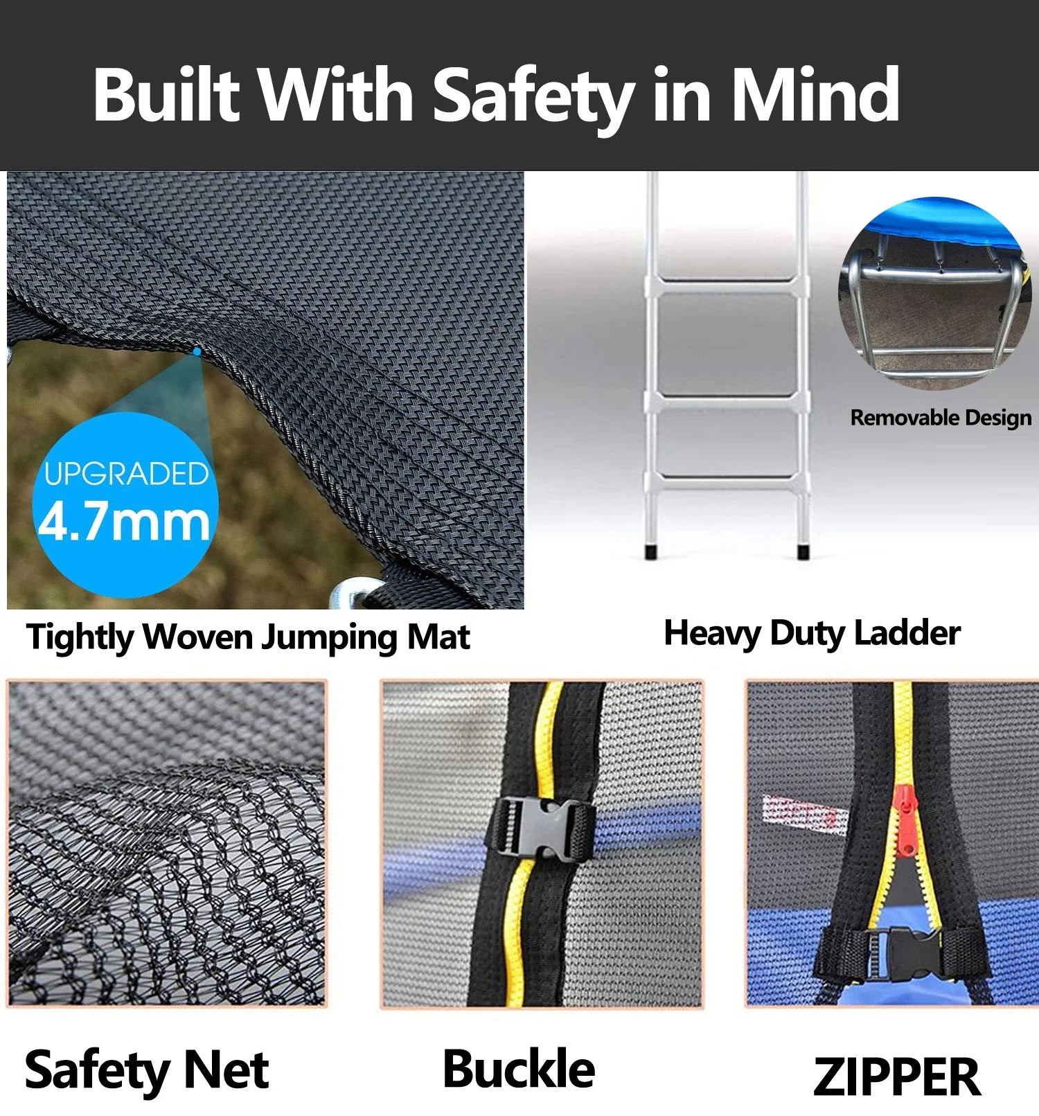 10 ft Trampoline with Enclosure and Wind Stakes, Blue W385