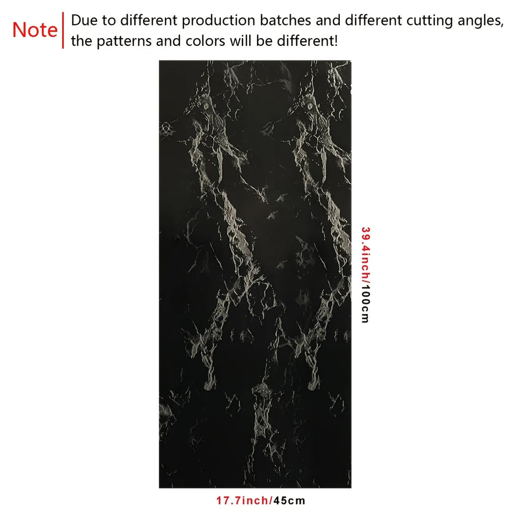 Black Silvery Marble Crack Pattern Waterproof Peel And Stick Wallpaper U2330