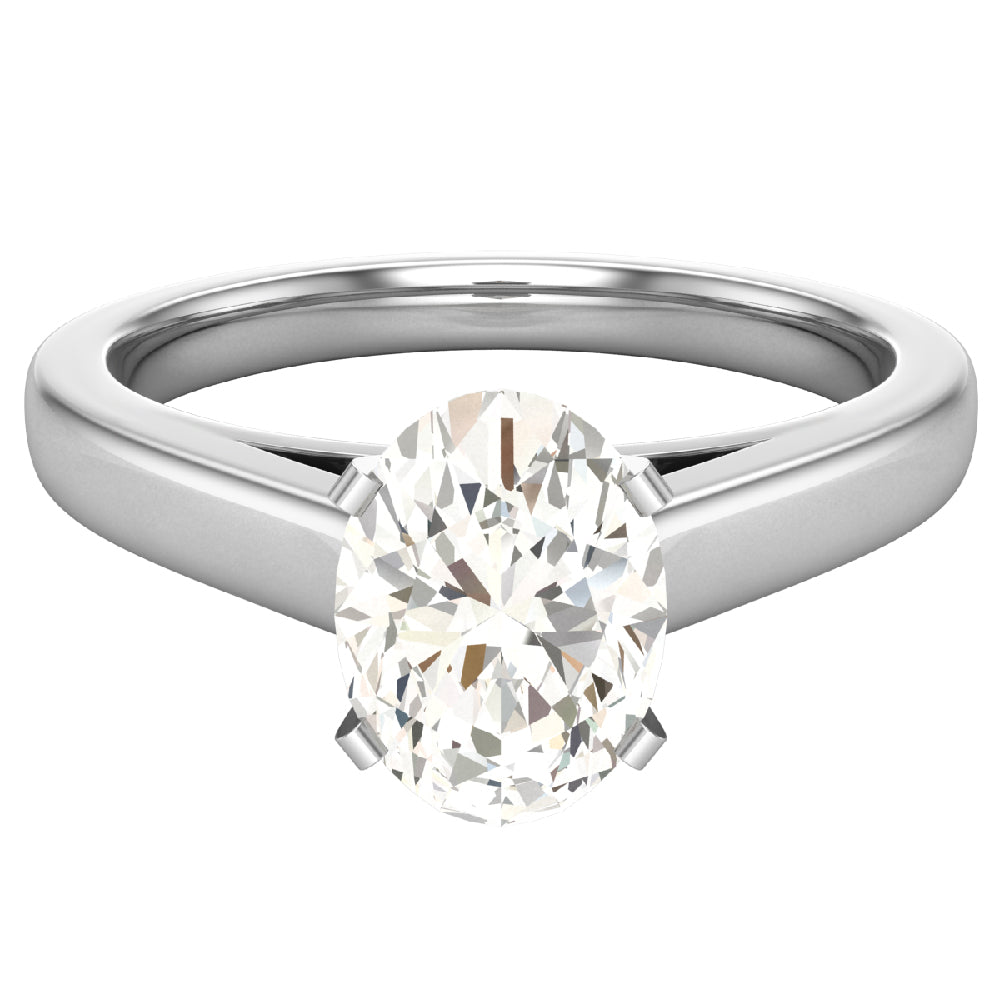 Oval Solitaire 0.75 Carat 14K White Gold Engagement Ring U640