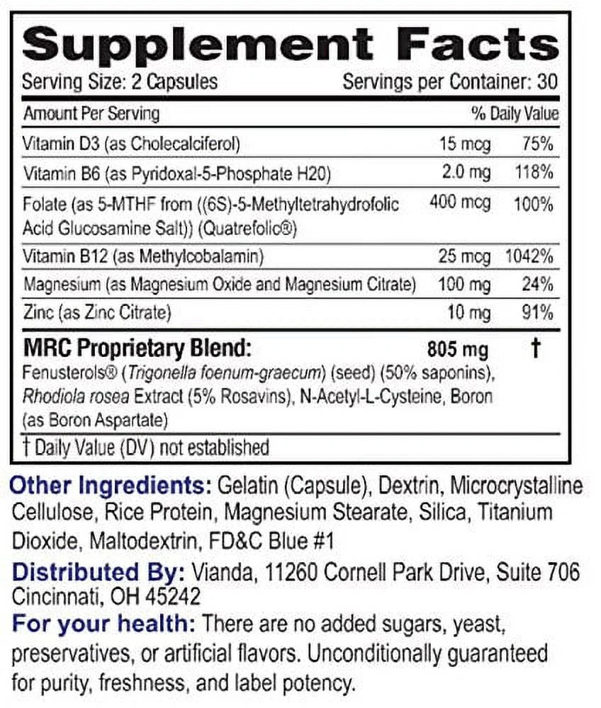 Male Refueling Complex with Fenugreek, Rhodiola, 30 Day Supply O6849