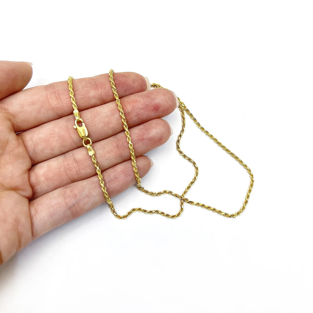 18K Yellow Gold Over Silver Rope Chain Necklace 16"-24" T3737