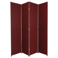 Red/Black 6 Panel Woven Fiber Room Divider D364