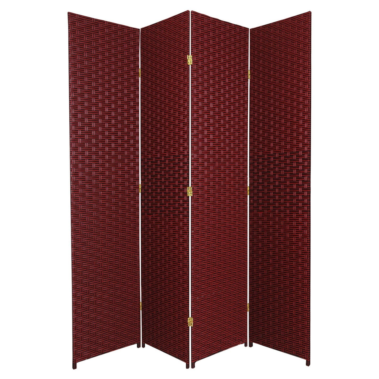 Red/Black 6 Panel Woven Fiber Room Divider D364