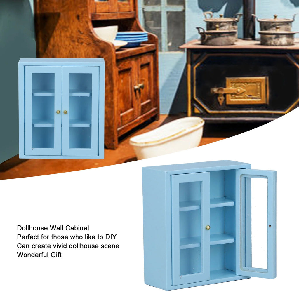 Blue Wooden Dollhouse Wall Cabinet L2137