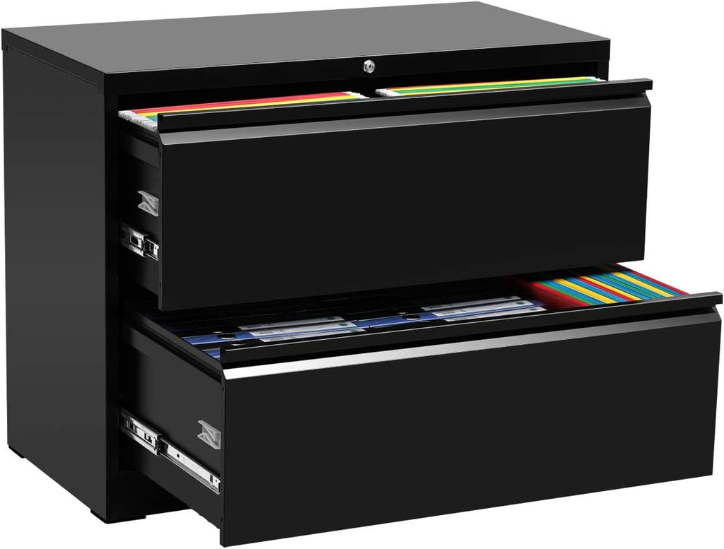 2 Drawer Black Metal Lateral Filing Cabinet K662606