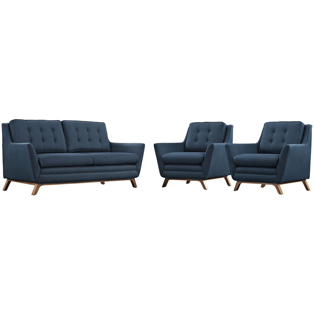 Azure 3 Piece Upholstered Fabric Living Room Set Q93242