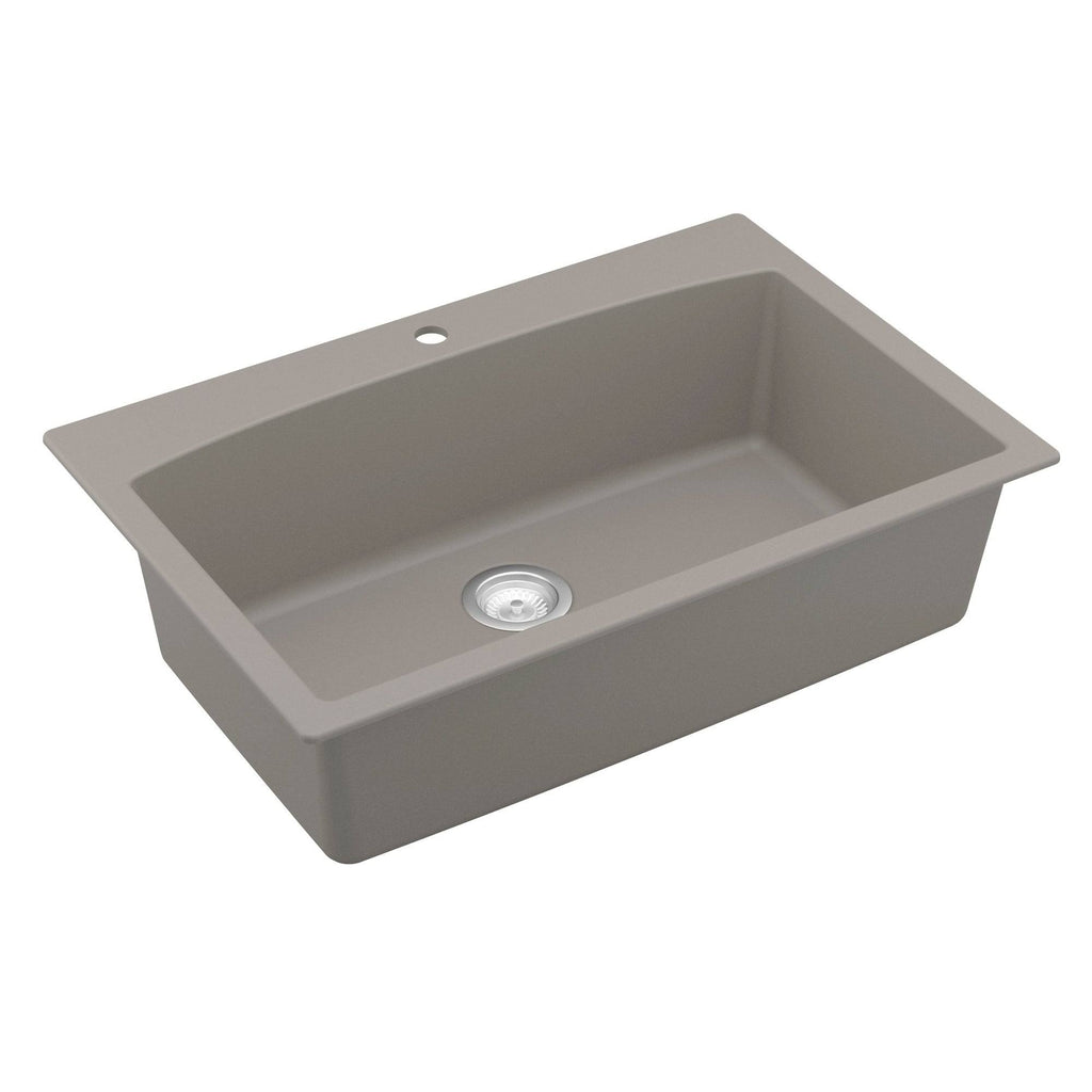 33x22 Drop In Quartz Composite Kitchen Sink, Grey H3705