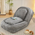 Gray foldable lazy sofa floor chair, 5-seater adjustable backrest recliner D939931