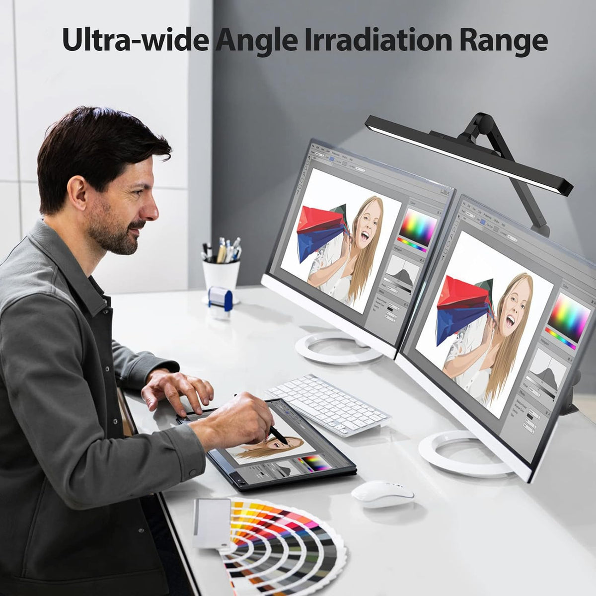 LED Desk Lamp with Clamp, Metal, Dimmable, 4 Color Modes V665049