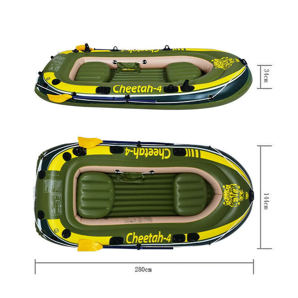 4 Person Inflatable Boat Raft Set with Oars & Air Pump X600
