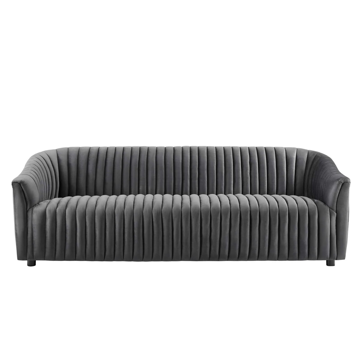 Charcoal Performance Velvet Channel Tufted Sofa F661