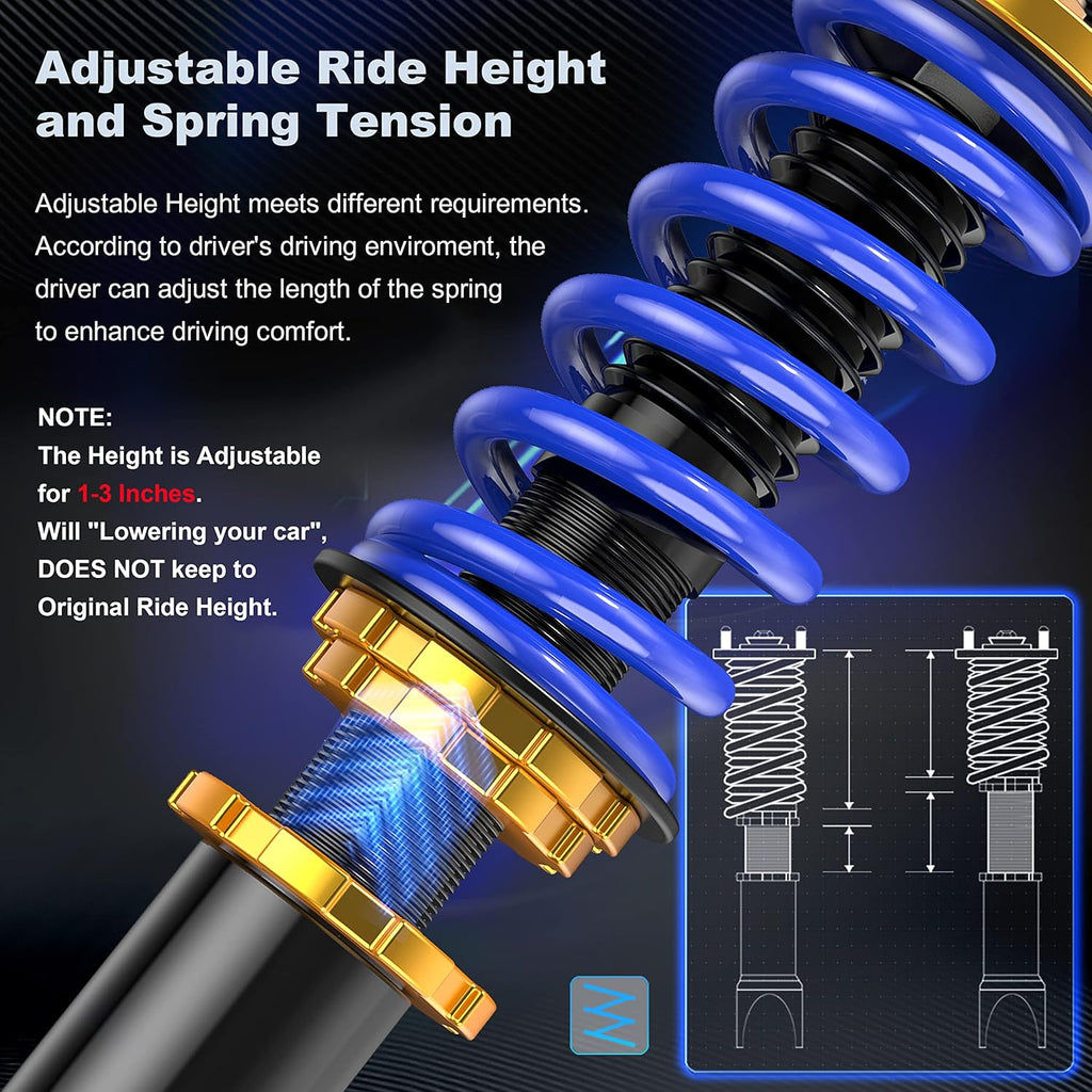 Set of 4 Adjustable Height Coilovers Struts Shock Absorber Assembly B34235