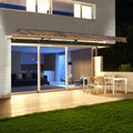 Motorized LED Half Cassette Retractable Awning 10 x 8 Feet, Sand H992