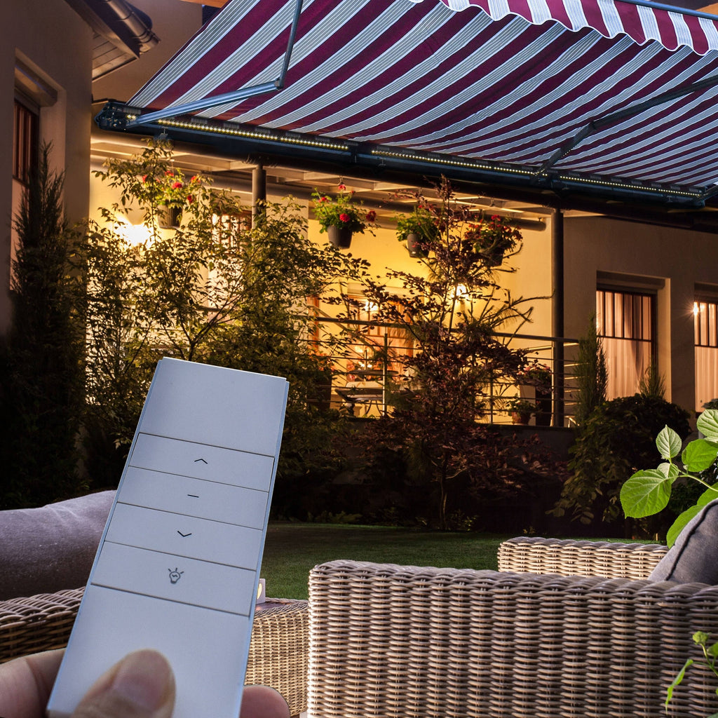 Motorized LED Half Cassette Retractable Awning 10 x 8 Feet, Sand H992