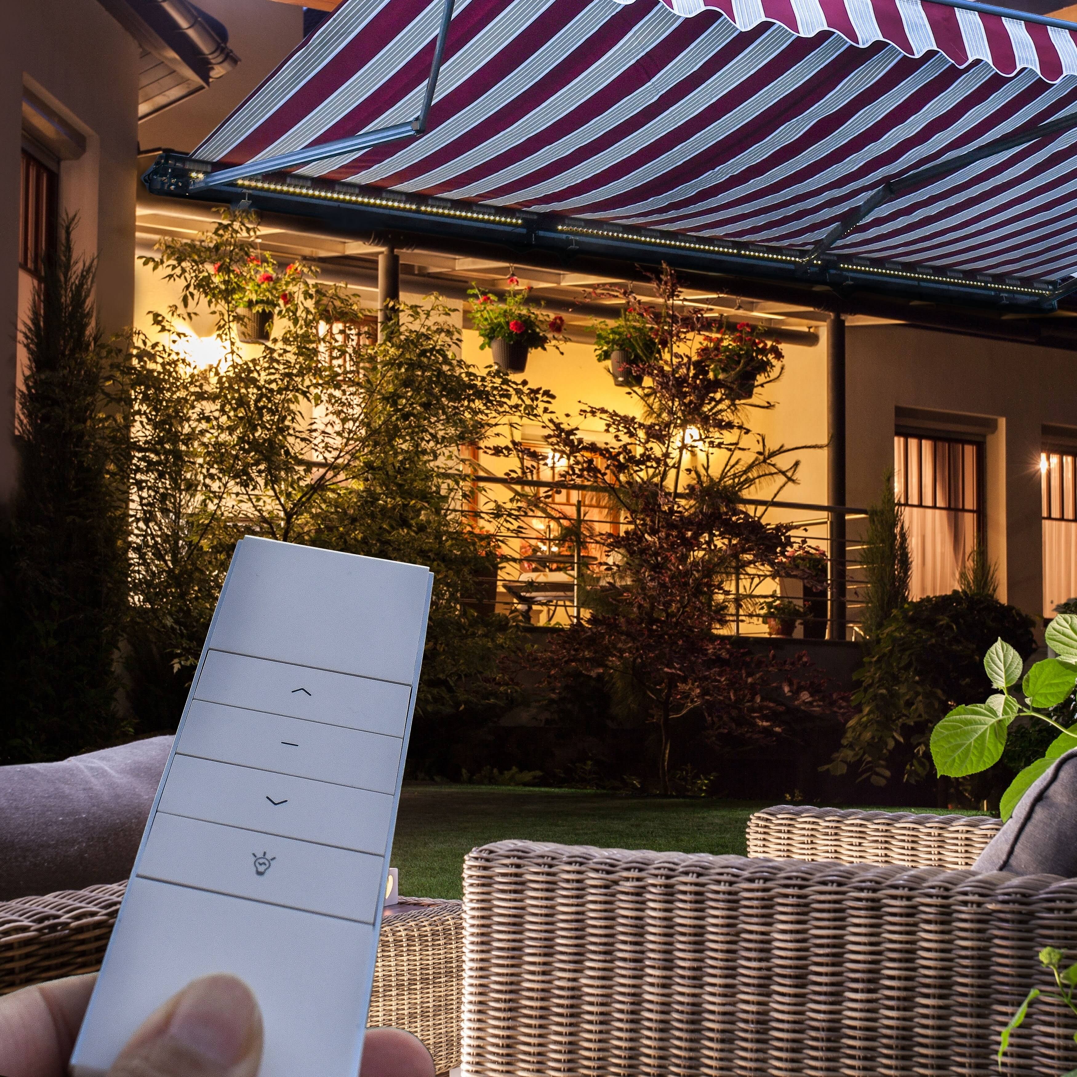 Motorized LED Half Cassette Retractable Awning 10 x 8 Feet, Sand H992