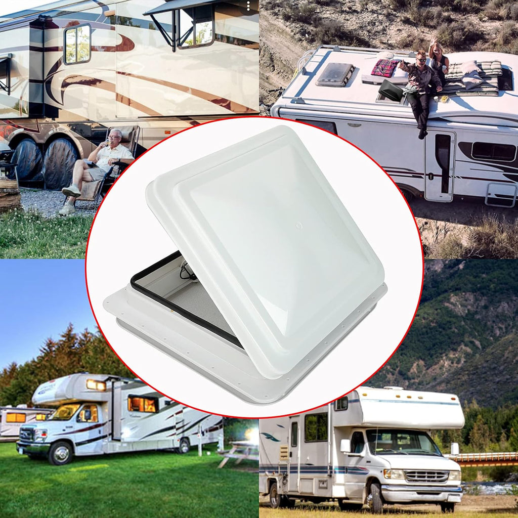 White Lid RV Roof Vent with 12V Vent Fan F726775