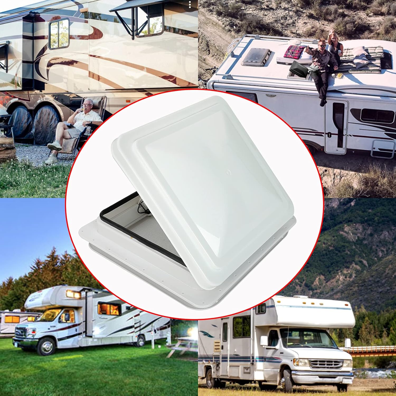 White Lid RV Roof Vent with 12V Vent Fan F726775
