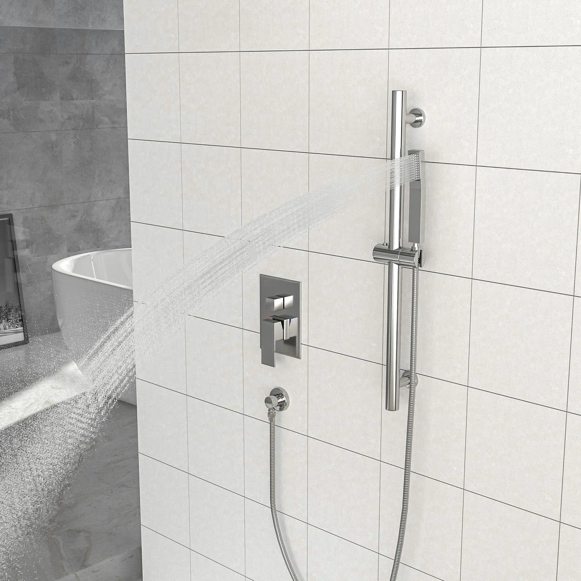 16" Rain Showerhead Shower System with Slide Bar F998957
