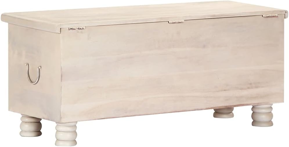 White Solid Acacia Wood Storage Box P5537