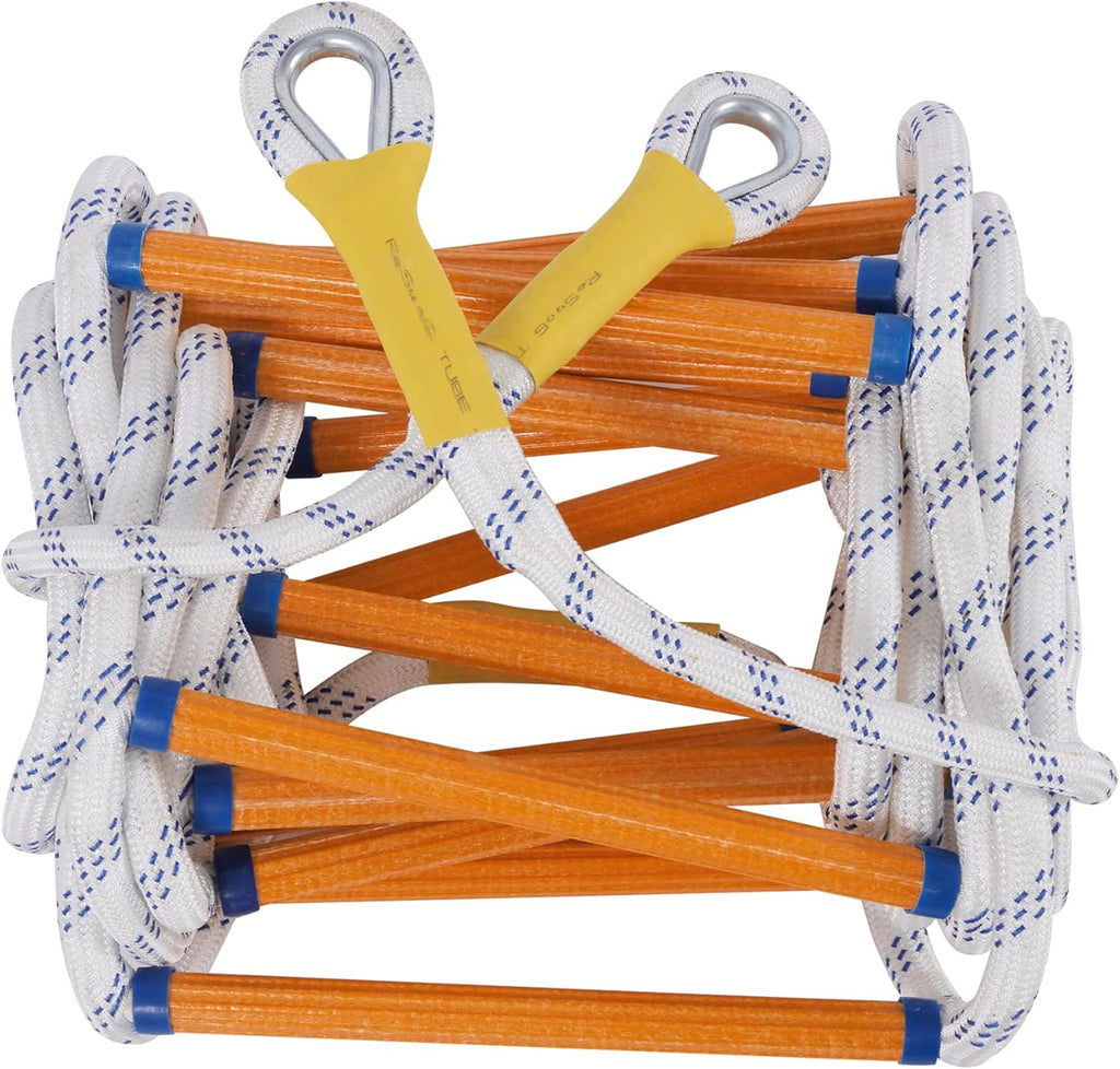 Emergency Fire Escape Ladder Flame Resistant Safety Extension Rope Ladder with 2 Hooks, 2M / 6.6FT A39847