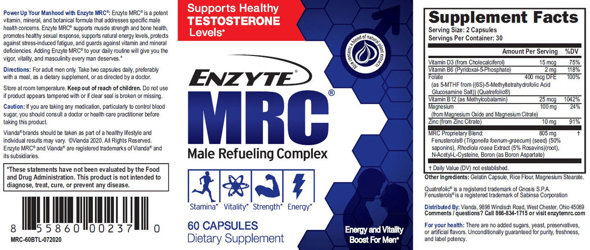 Male Refueling Complex with Fenugreek, Rhodiola, 30 Day Supply O6849