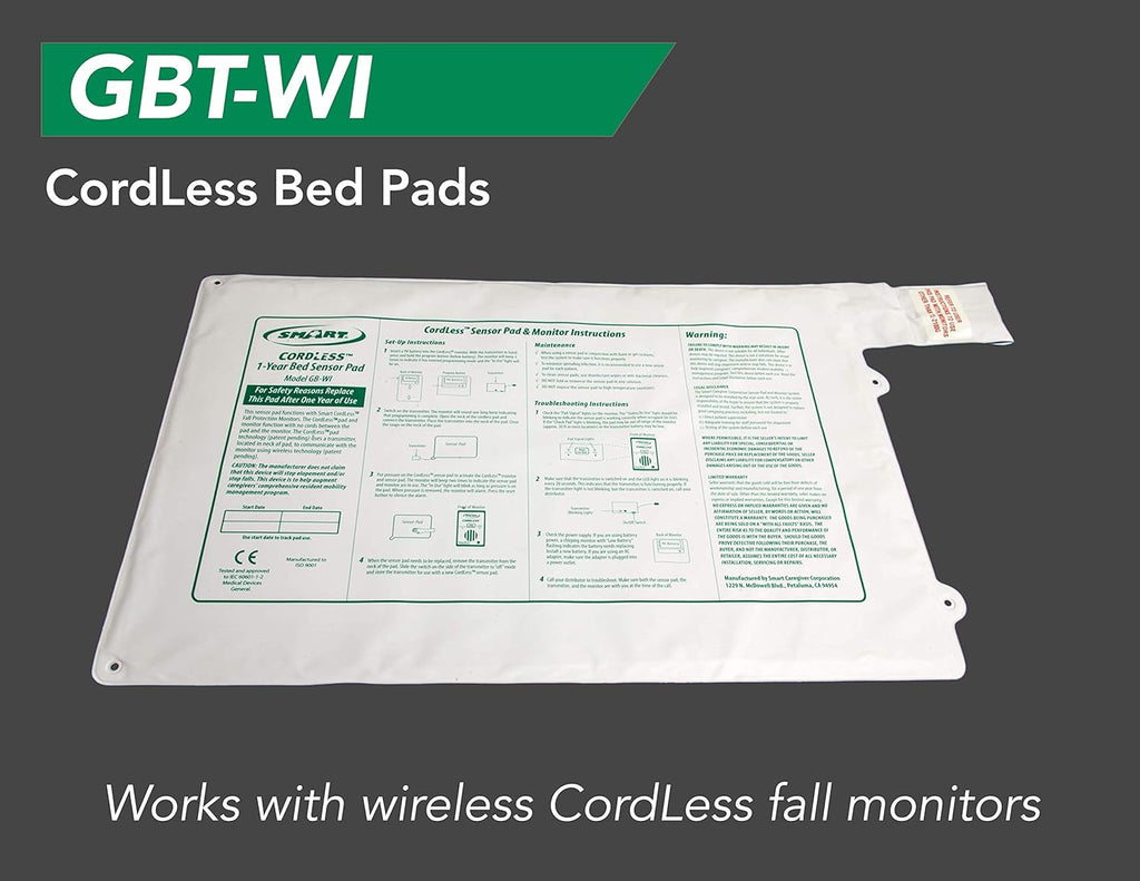 Wireless Bed Alarm System with Weight Sensing Pad and Remote Alert Monitor L2273