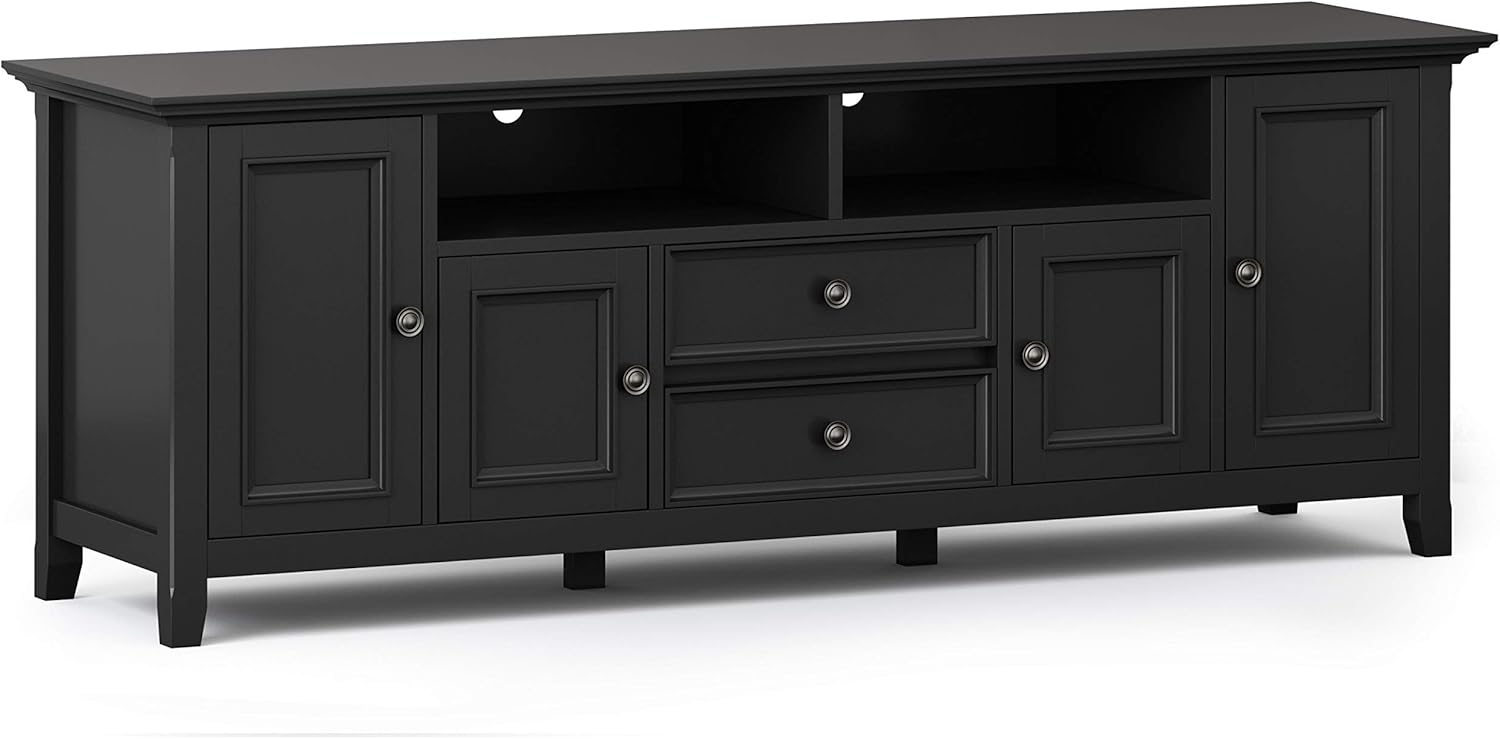 72 inch Solid Wood TV Media Stand with Storage Shelves and Cabinets B22142