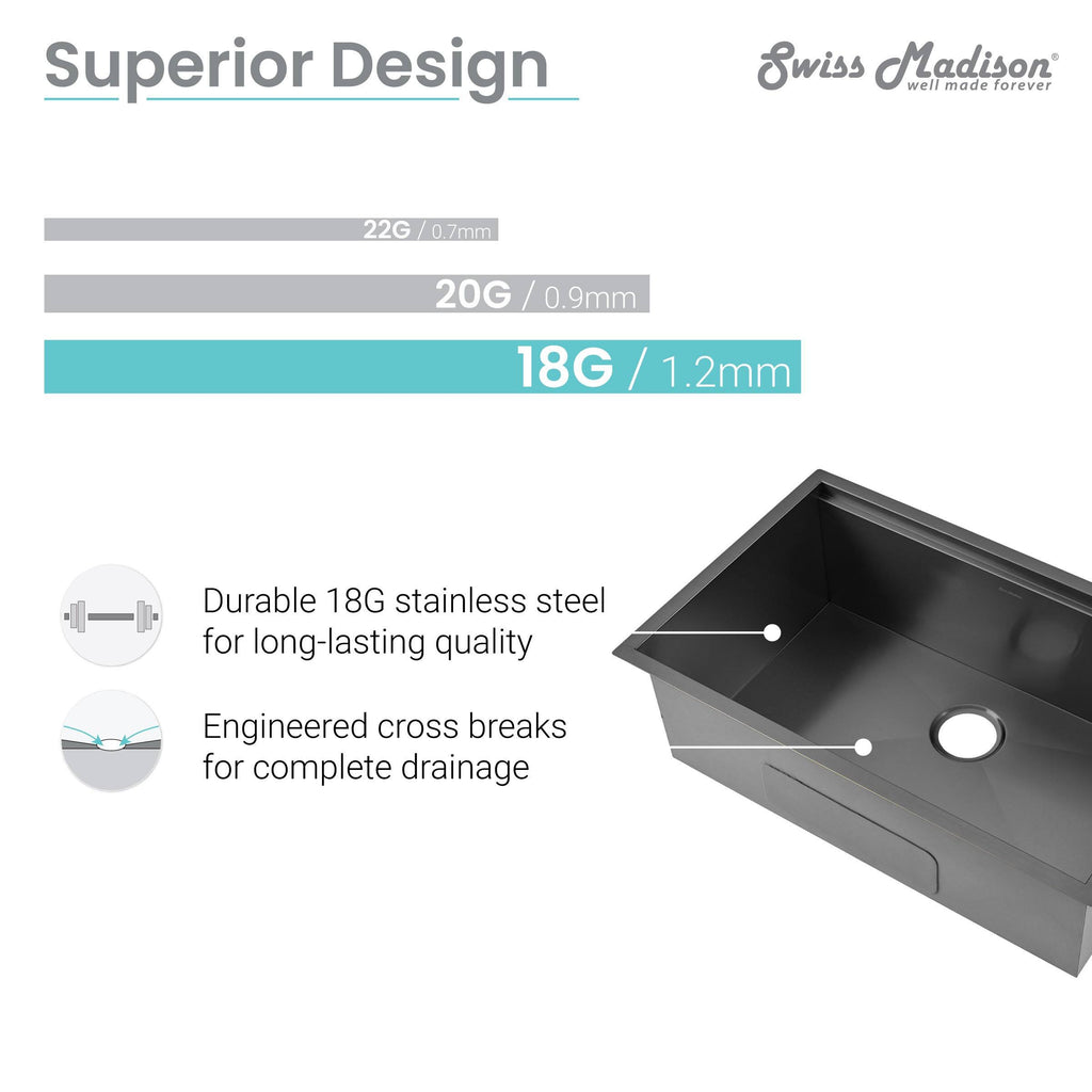 Black Stainless Steel Undermount Kitchen Workstation Sink M302