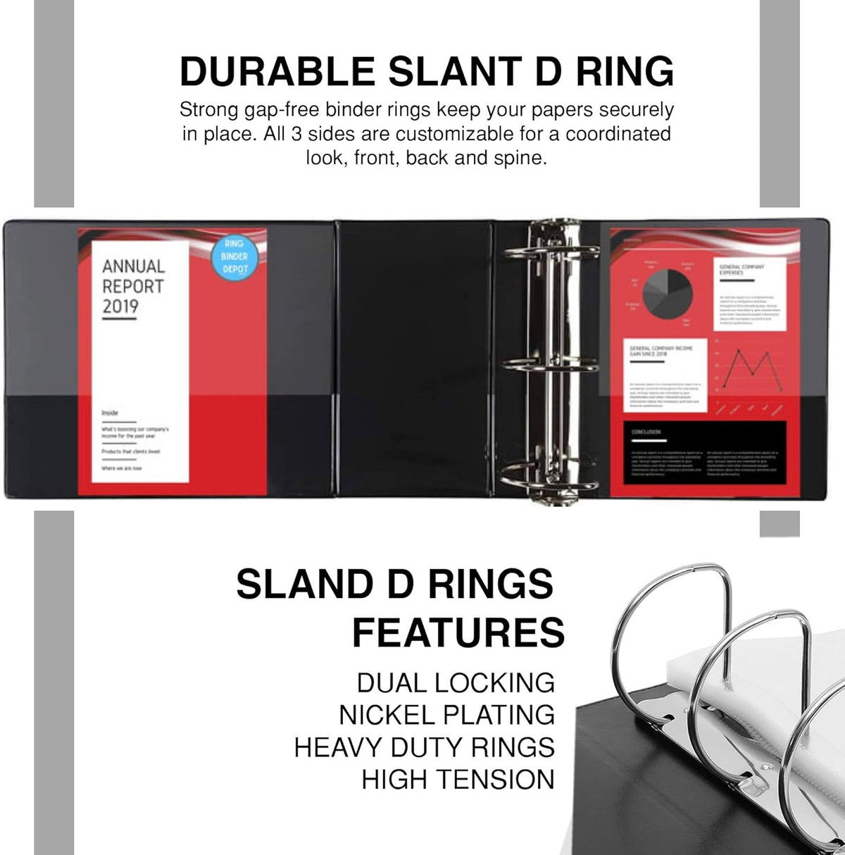 2 Pack 6 Inch Capacity D Ring Binders, 8.5 x 11, Black U96410
