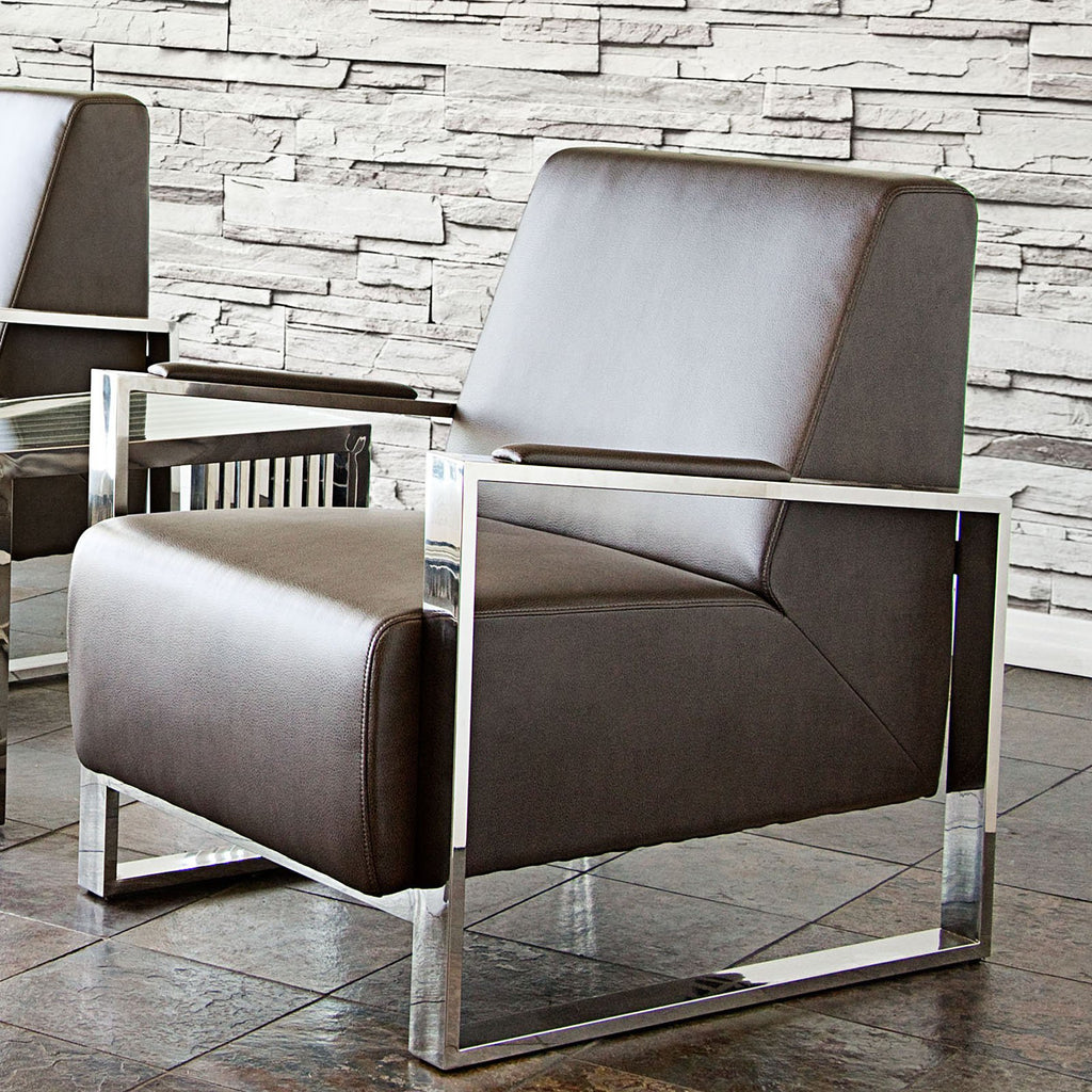 White Accent Chair with Stainless Steel Frame H32378