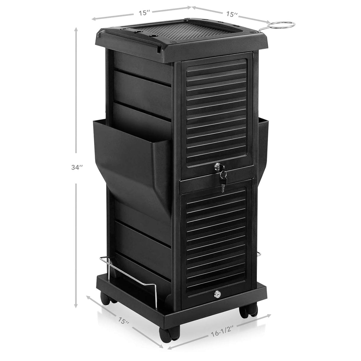 Black Locking Rolling Trolley Cart with Pockets G469814