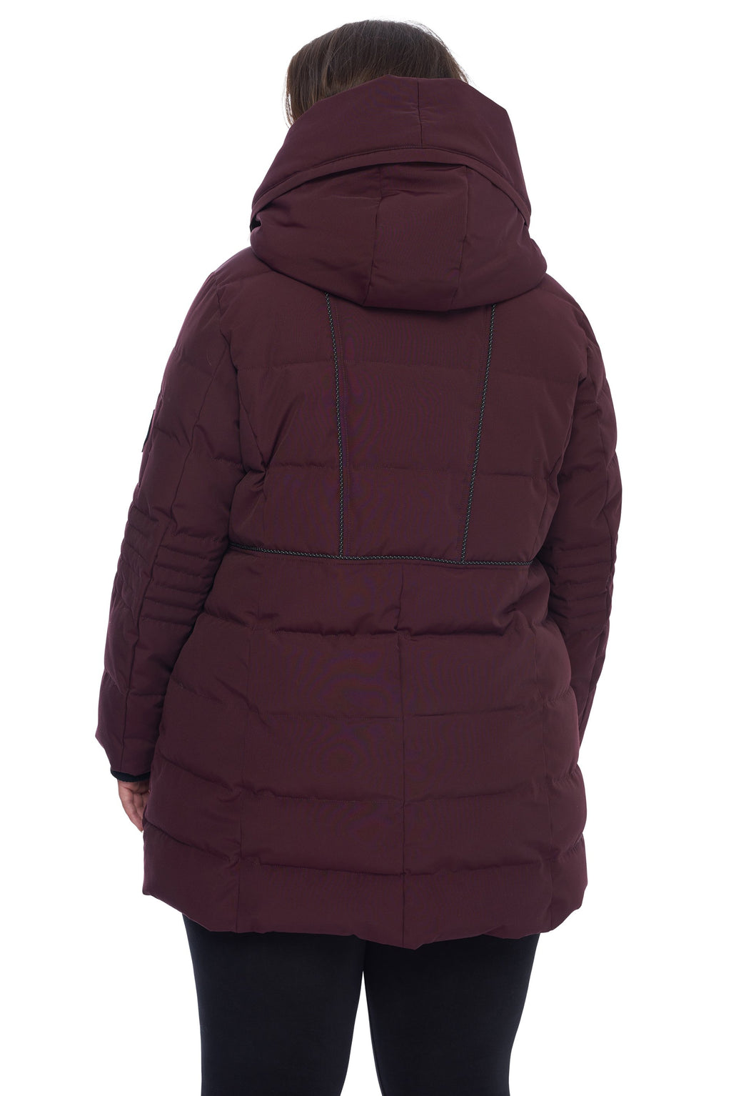 Women's Plus Size Vegan Down Mid-Length Parka Winter Coat with Hood K26162