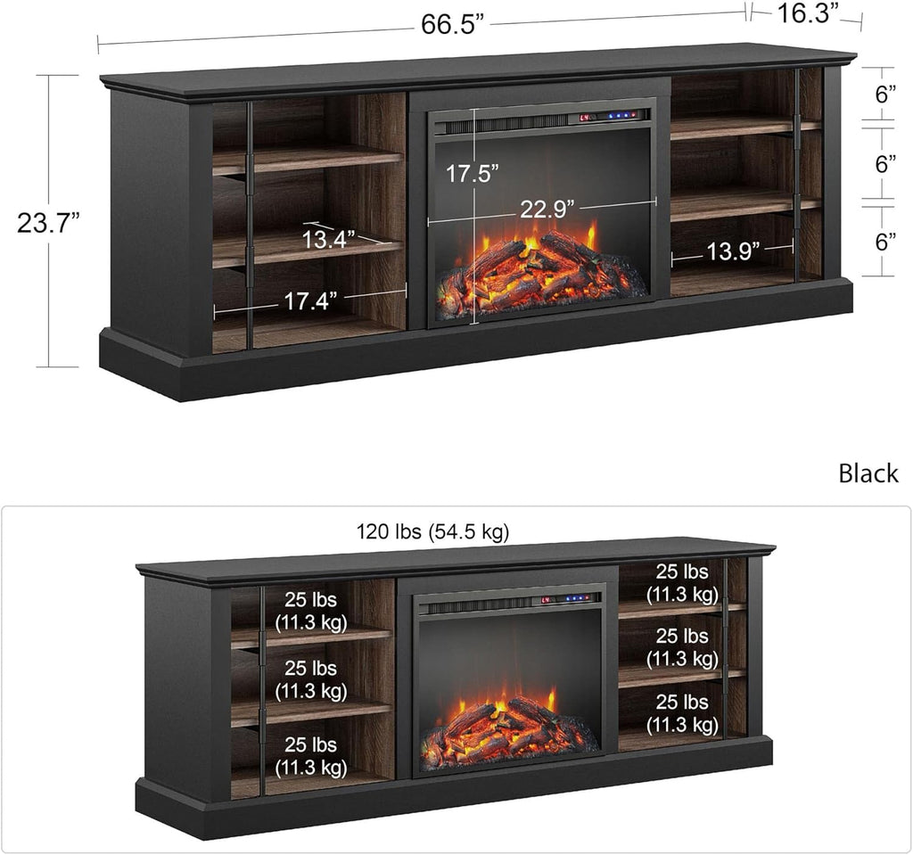 Black Fireplace Stand for TVs up to 70" G8858