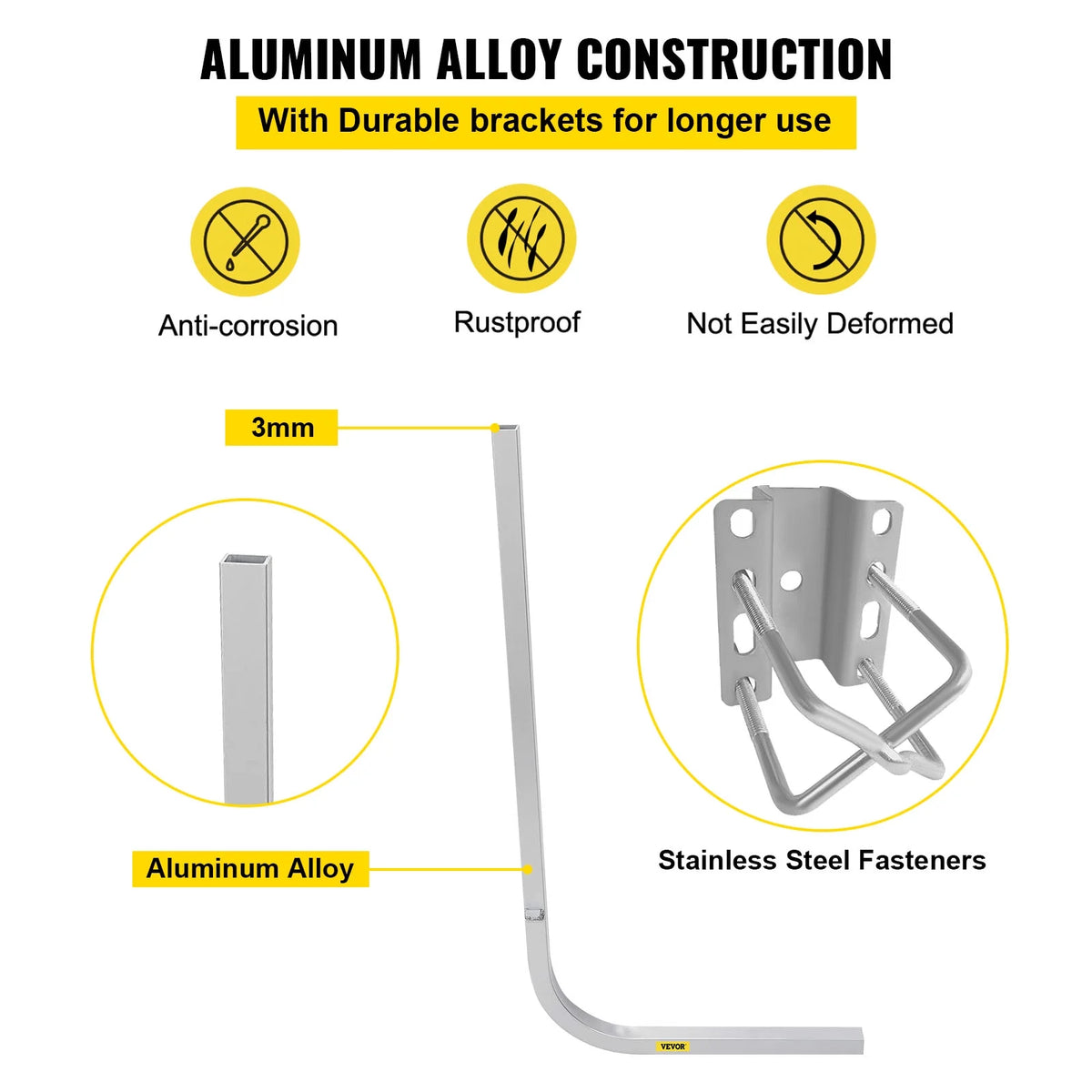 Boat Trailer Guide-on, 46", One Pair Aluminum, Adjustable Width, Complete Mounting Accessories V344