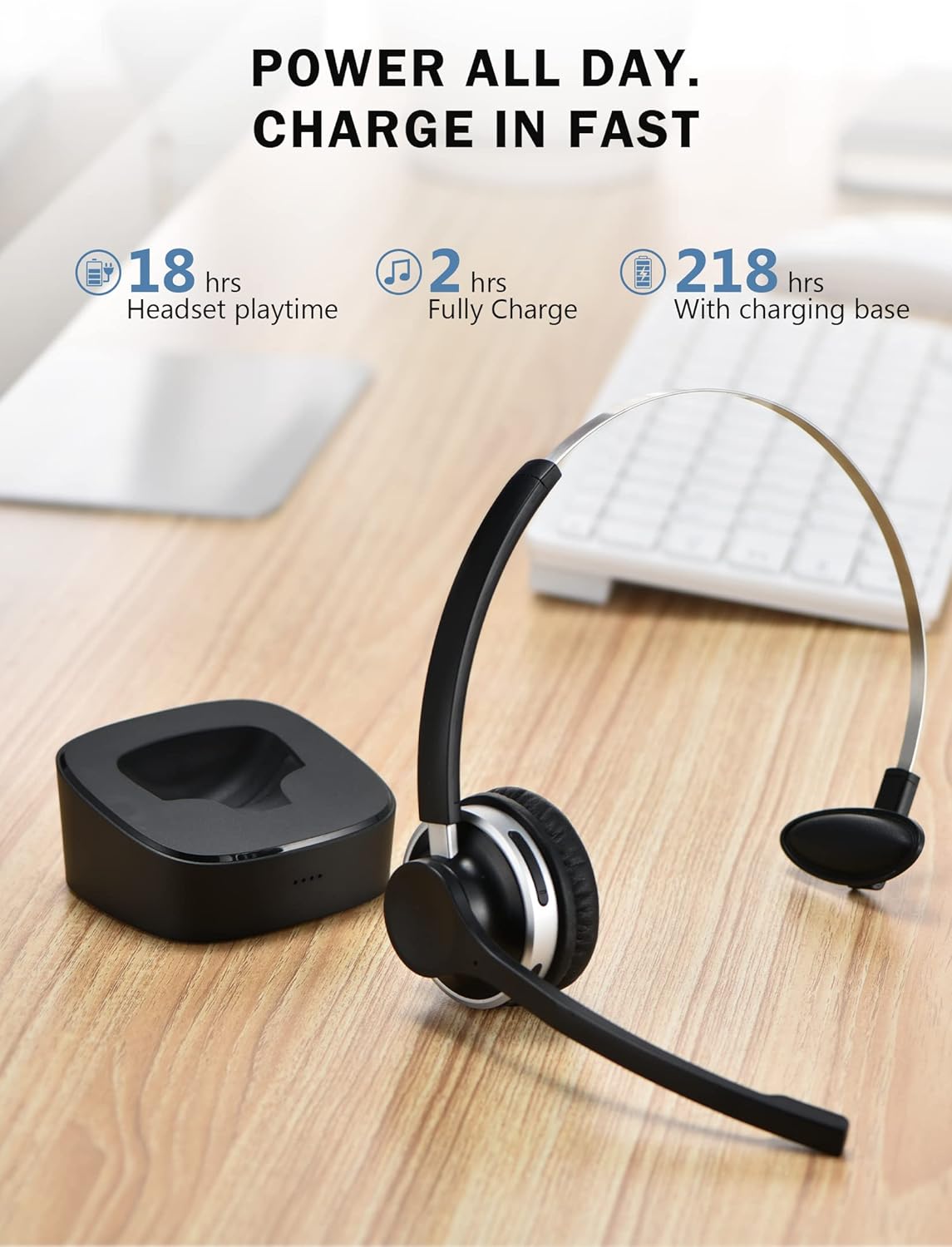 Bluetooth Headset with Microphone Noise Canceling, Pack of 2 E908487