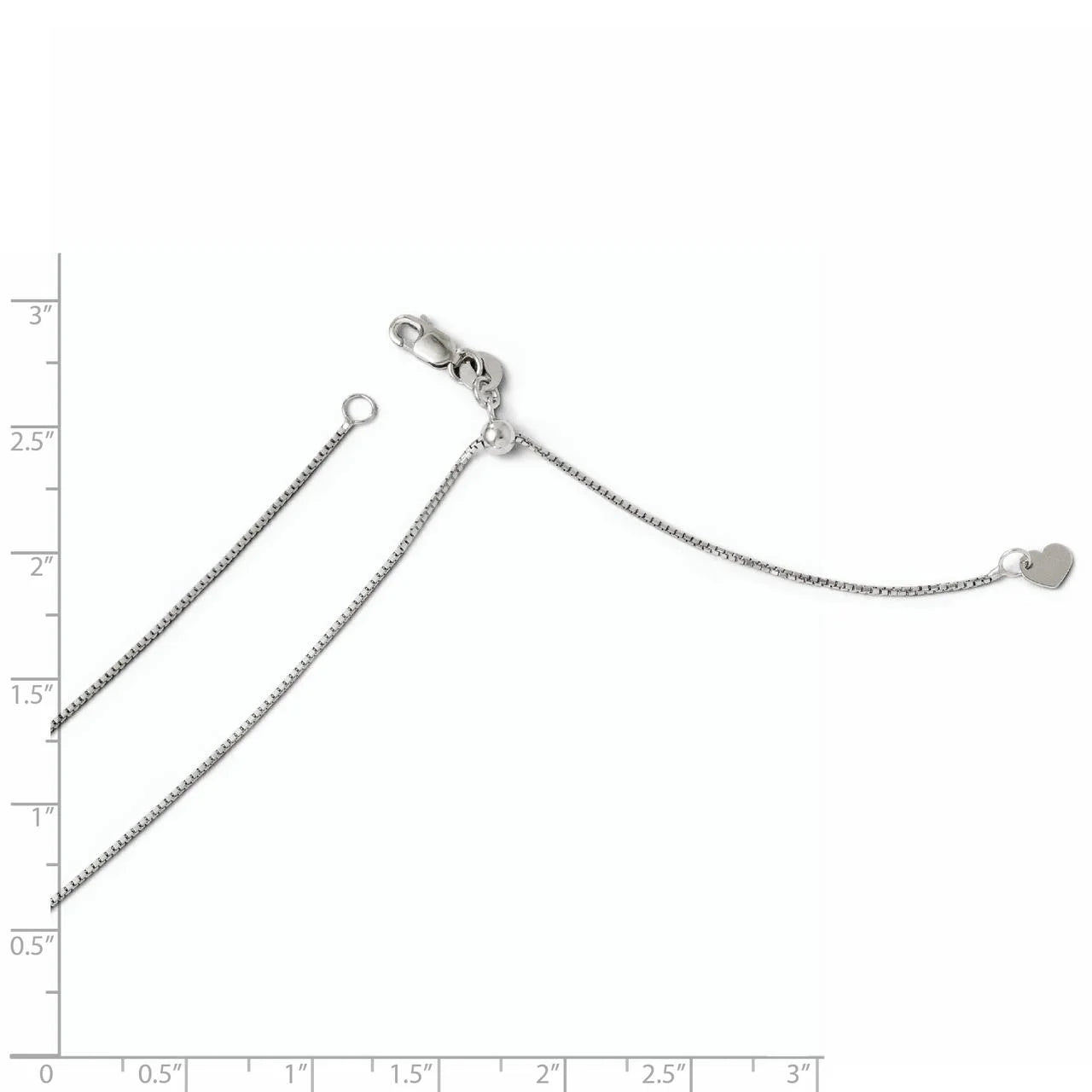 14k 0.80mm White Gold 30in Adjustable Box Necklace Chain K72577